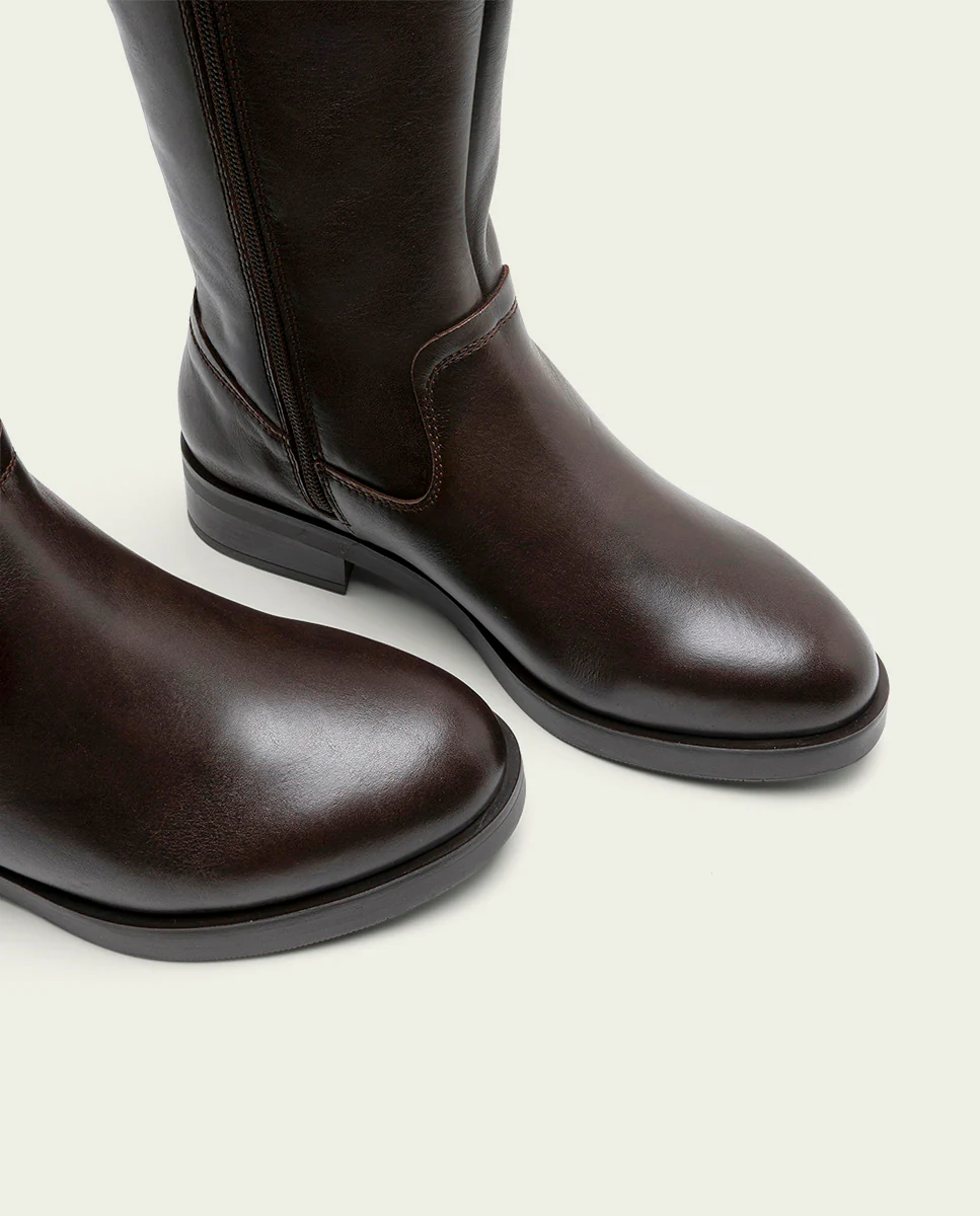 BOTAS ALTAS DE PIEL MOKA CON CREMALLERA BELÉN - Image 7