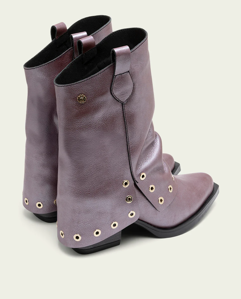BOTAS COWBOY DE PIEL BURDEOS METALIZADO FLORENCE - Image 3