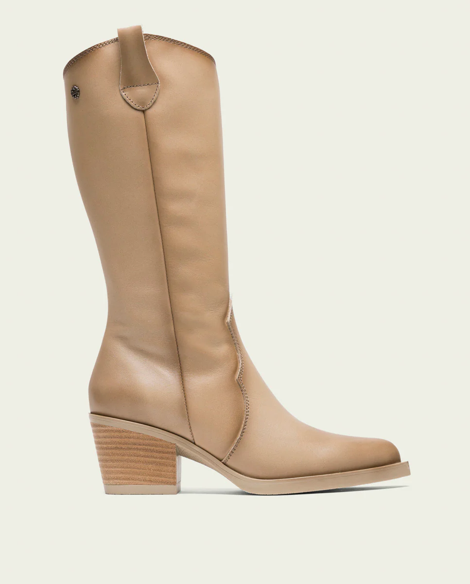 BOTAS COWBOY DE PIEL CAMEL CON CREMALLERA HELGA