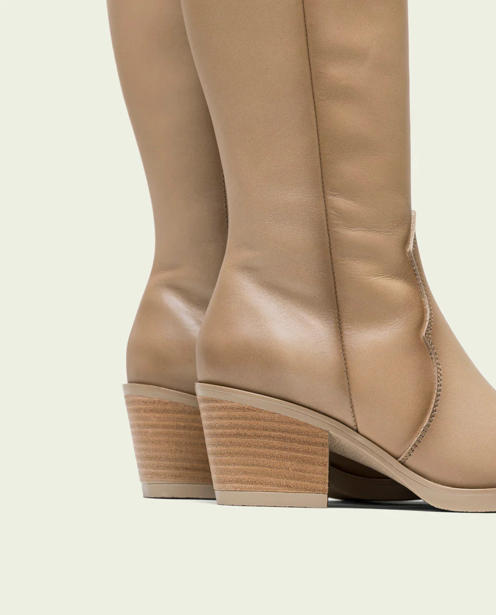 BOTAS COWBOY DE PIEL CAMEL CON CREMALLERA HELGA - Image 5