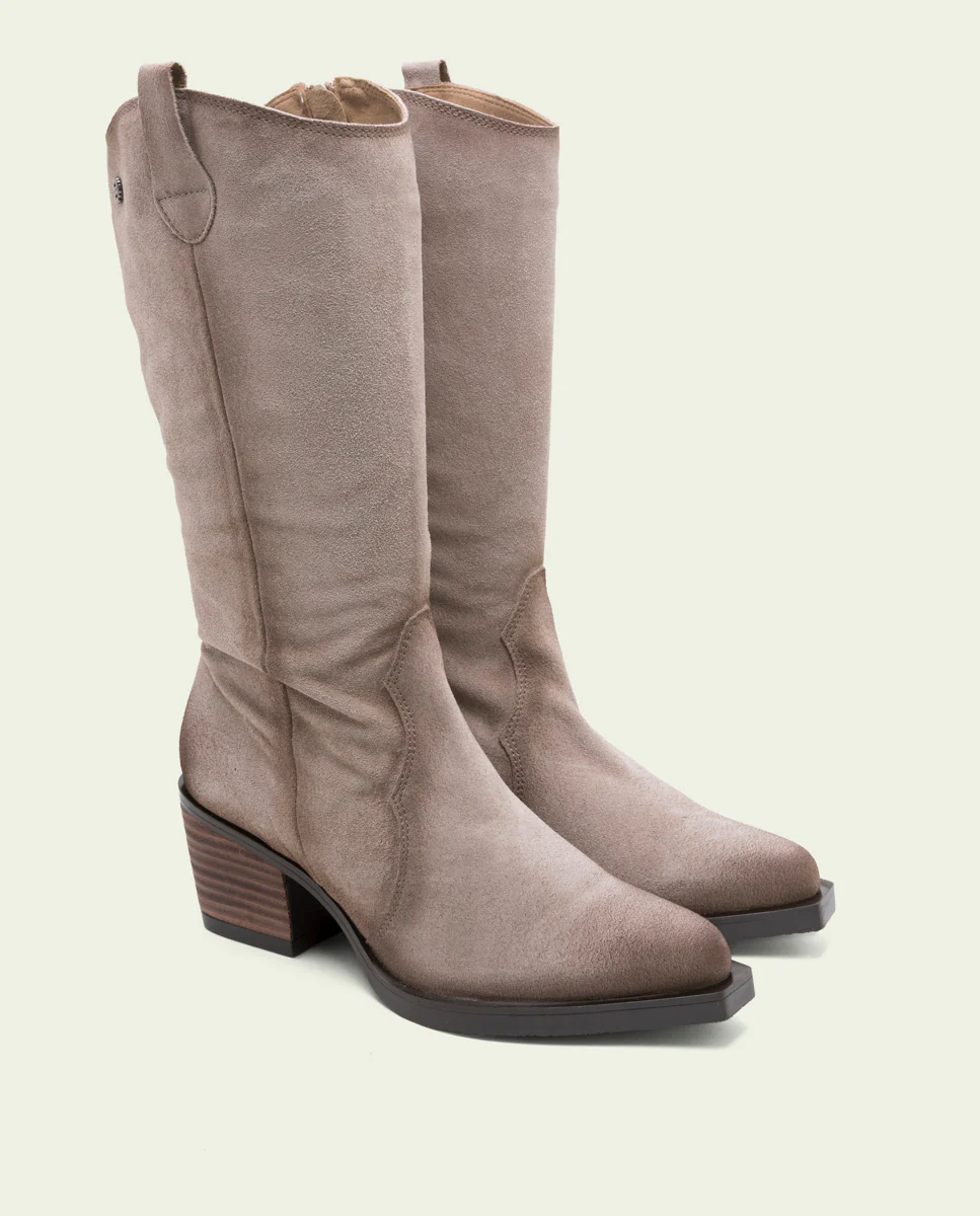 BOTAS COWBOY DE PIEL TAUPE CON CREMALLERA HELGA - Image 2