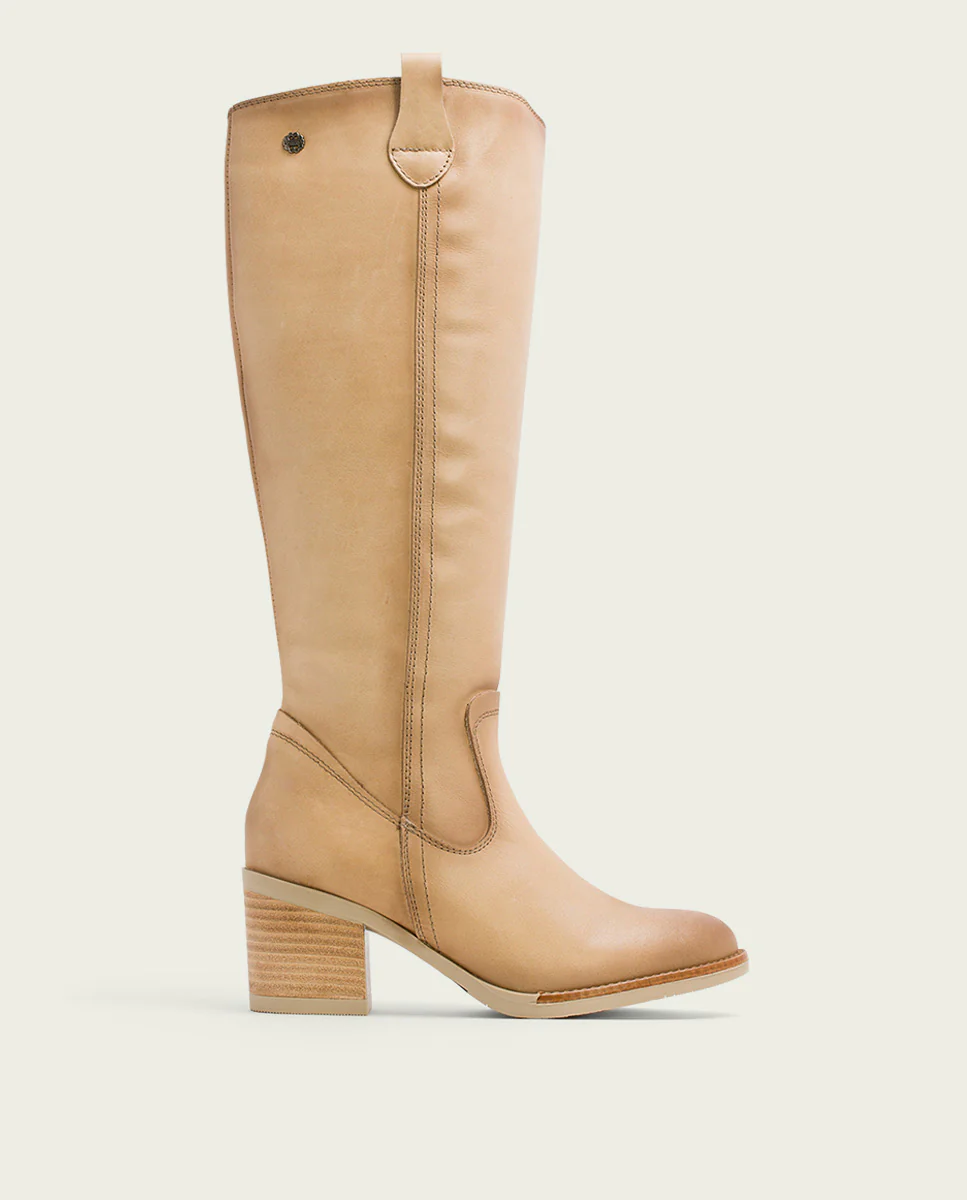 BOTAS DE PIEL CAMEL CON CREMALLERA JEMMA - Image 2