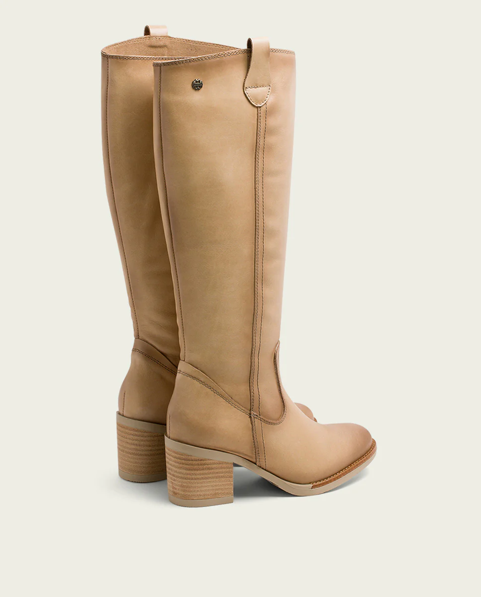 BOTAS DE PIEL CAMEL CON CREMALLERA JEMMA - Image 4