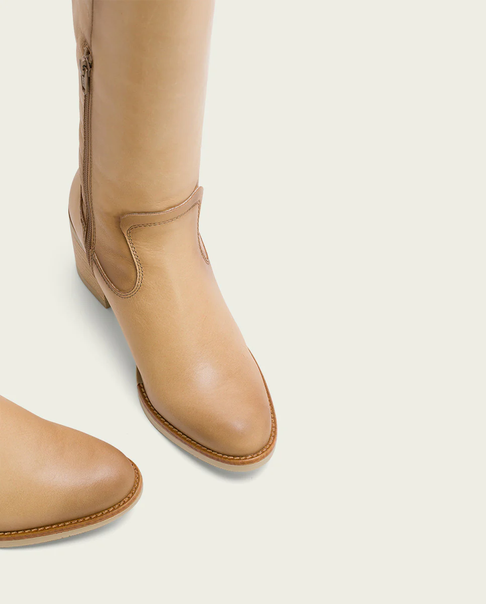 BOTAS DE PIEL CAMEL CON CREMALLERA JEMMA - Image 6