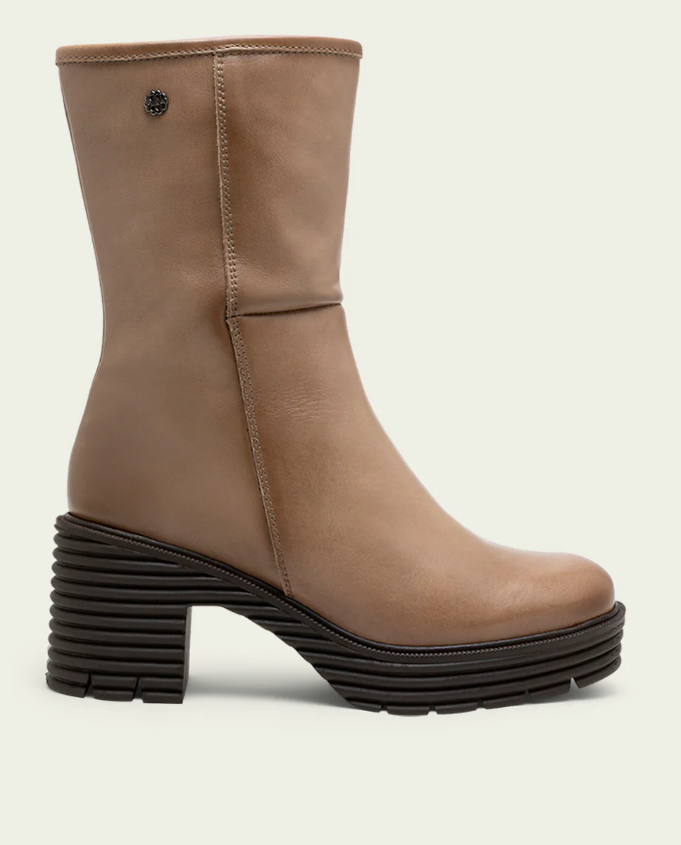 BOTAS DE PIEL CON CREMALLERA TAUPE MILEY