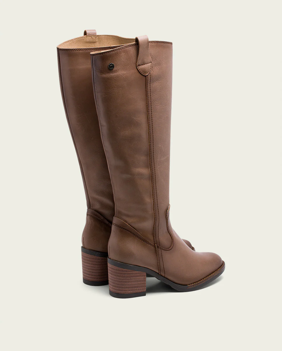 BOTAS DE PIEL TAUPE CON CREMALLERA JEMMA - Image 3
