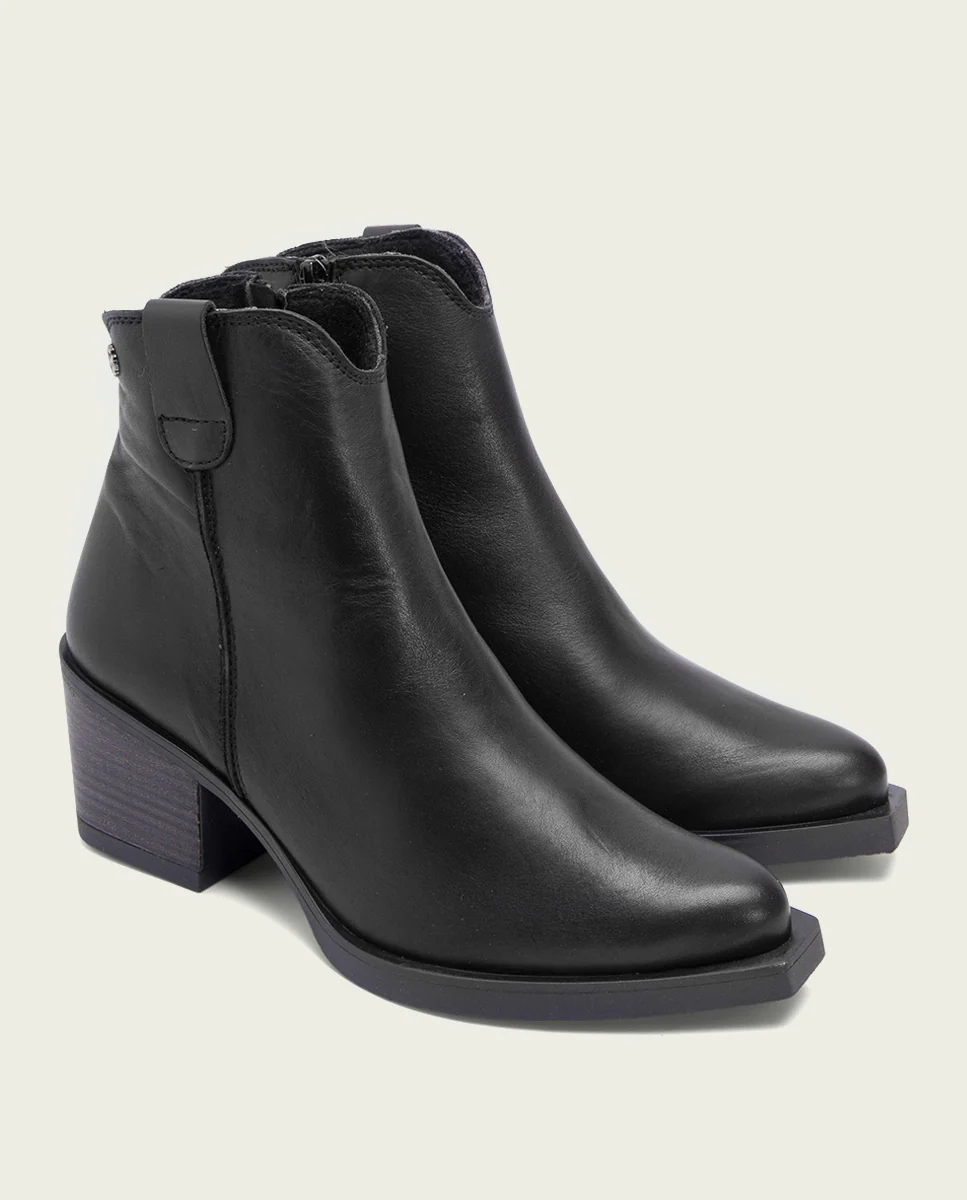 BOTINES COWBOY DE PIEL NEGRO CON CREMALLERA FRIDA - Image 3