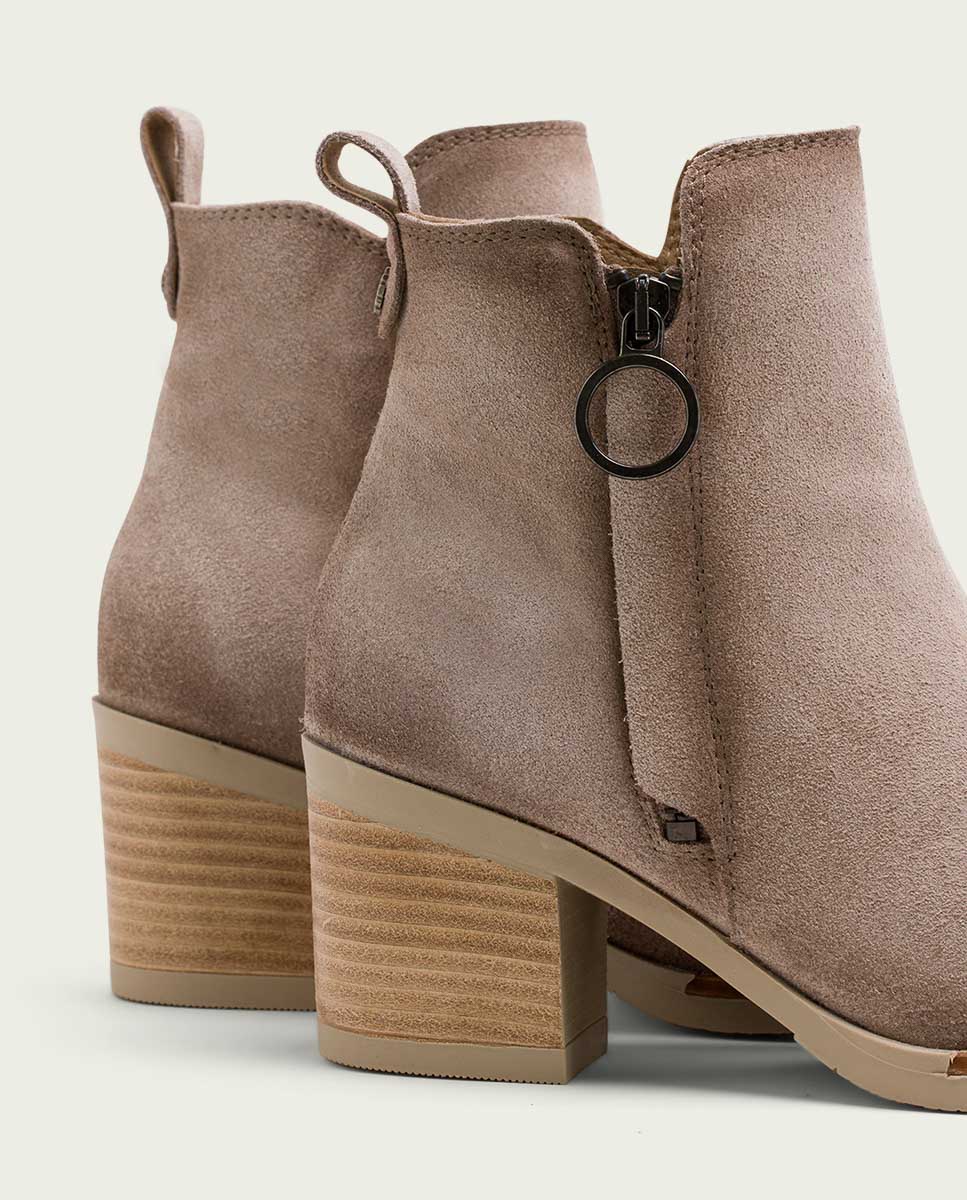 BOTINES DE PIEL ARENA CON CREMALLERA JUNO - Image 4