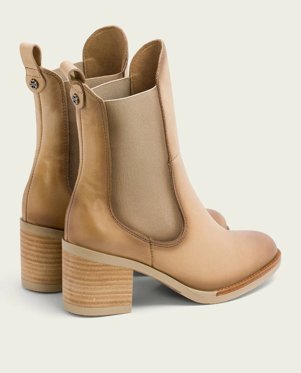 BOTINES DE PIEL CAMEL CON ELÁSTICOS JOY - Image 3