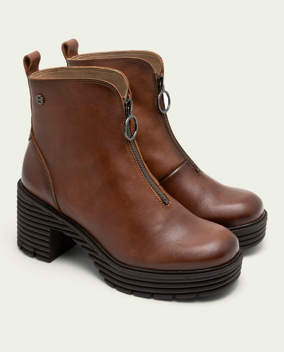 BOTINES DE PIEL CON CREMALLERA CUERO MILA - Image 2