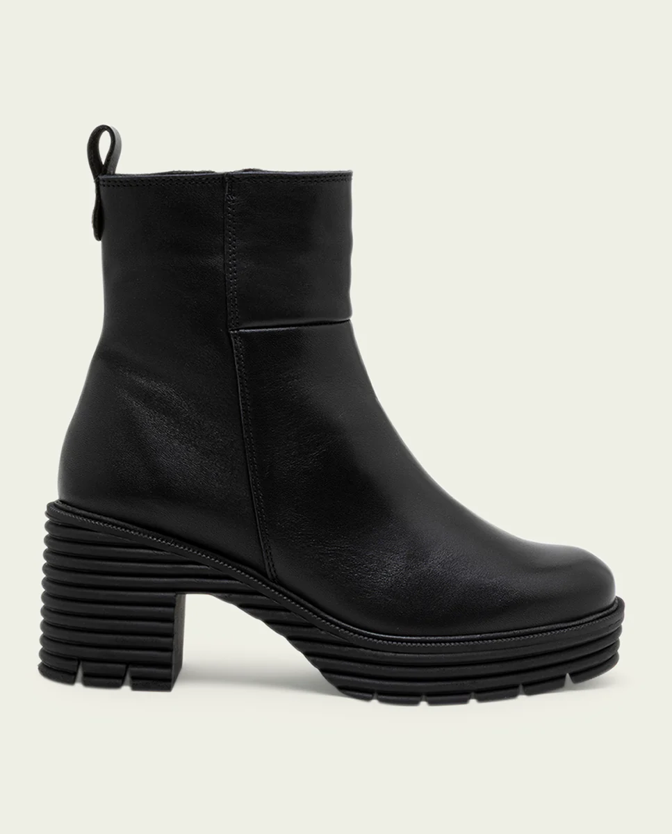 BOTINES DE PIEL CON CREMALLERA NEGRA MARTA