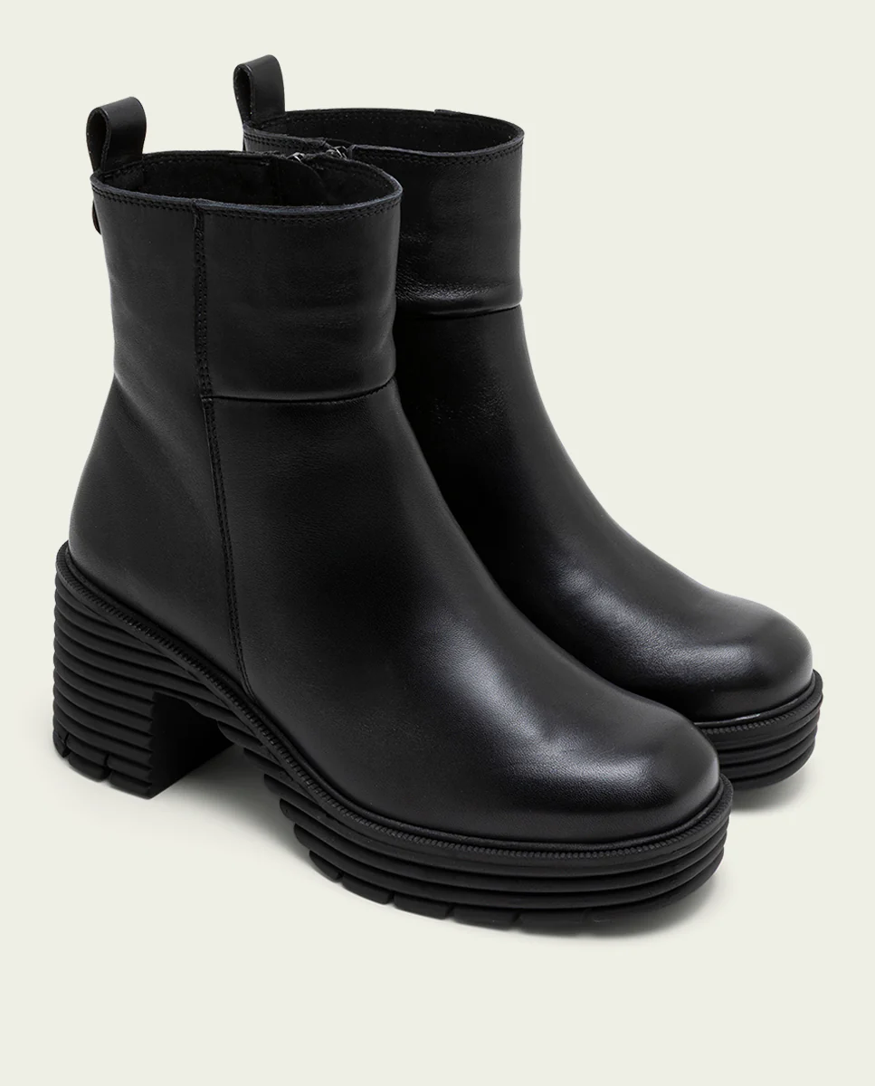 BOTINES DE PIEL CON CREMALLERA NEGRA MARTA - Image 2