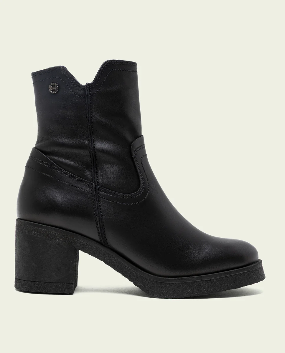 BOTINES DE PIEL CON CREMALLERA NEGRO MOLLY