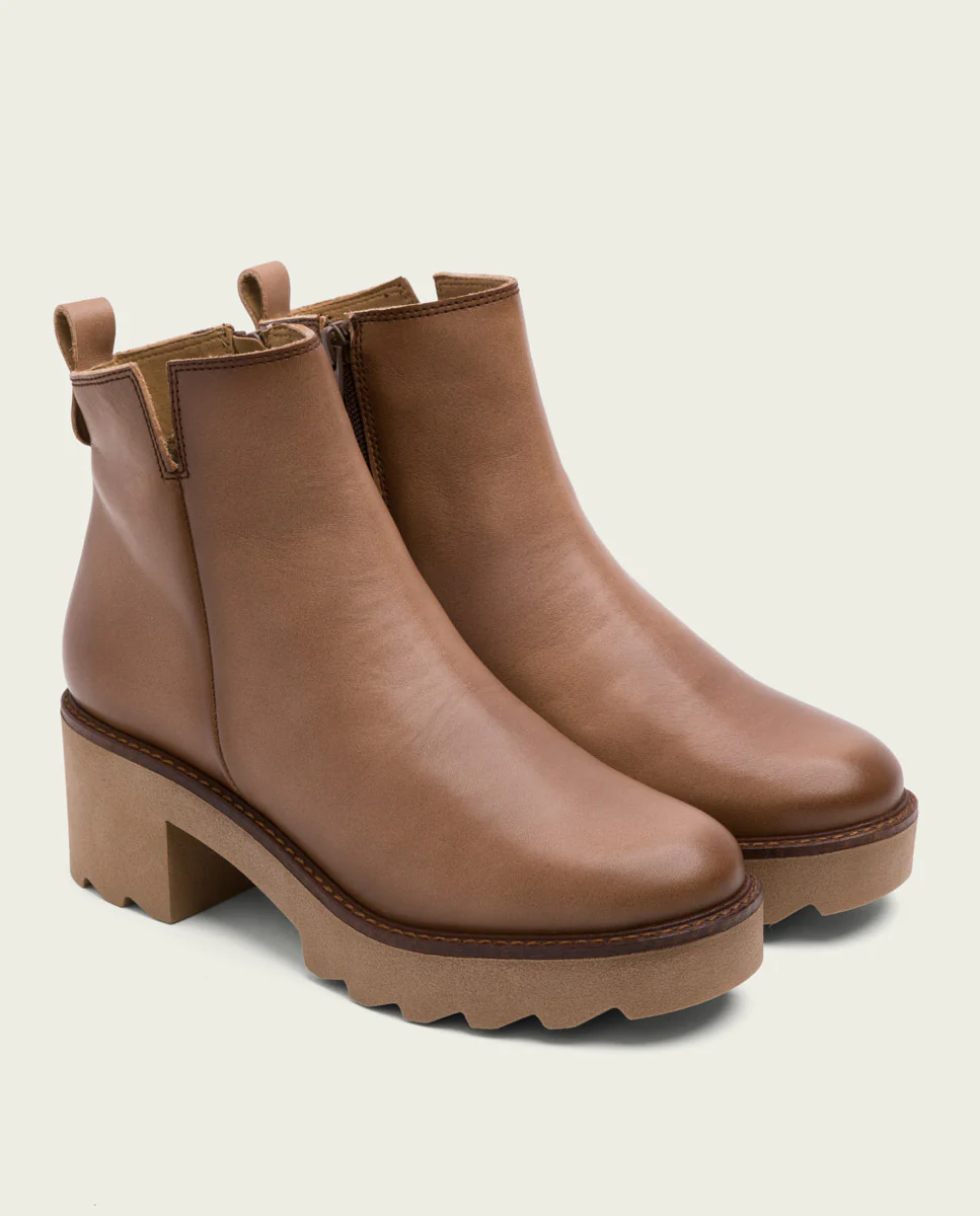 BOTINES DE PIEL CON CREMALLERA TAUPE MILA - Image 2