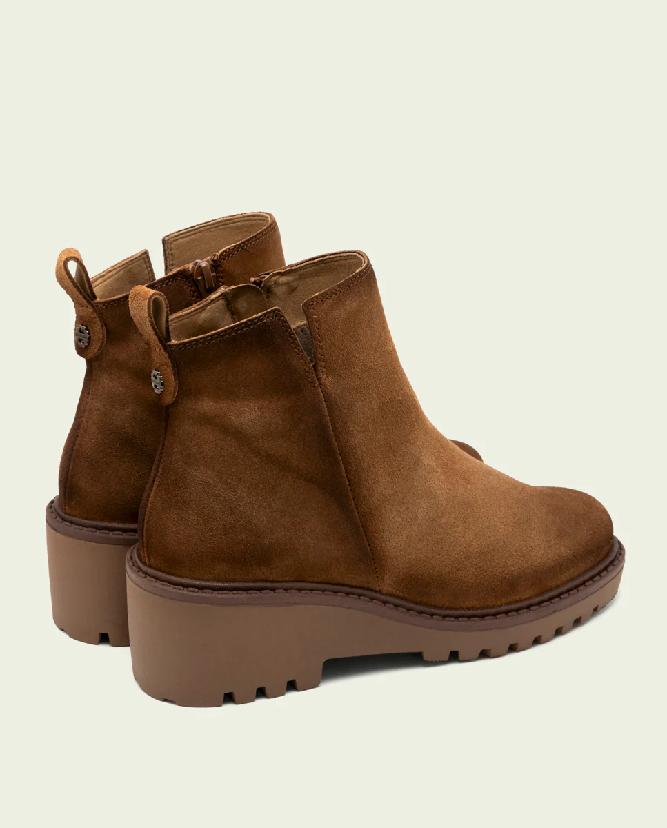 BOTINES DE PIEL CON CUÑA Y CREMALLERA MOKA LIDIA - Image 3