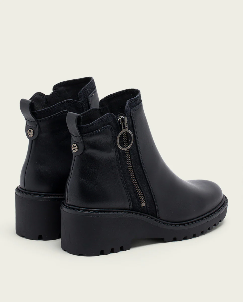 BOTINES DE PIEL CON CUÑA Y CREMALLERA NEGRO ELSA - Image 3