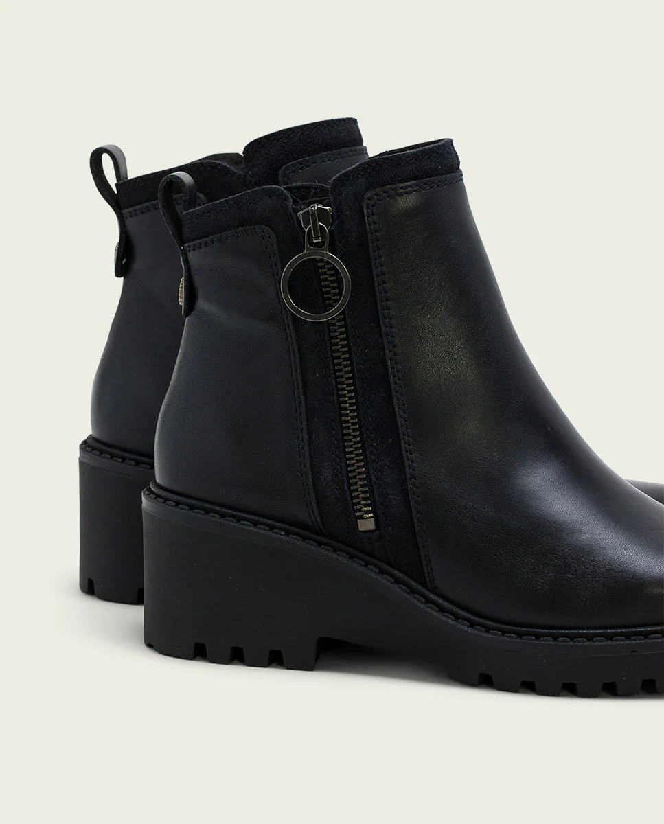 BOTINES DE PIEL CON CUÑA Y CREMALLERA NEGRO ELSA - Image 4