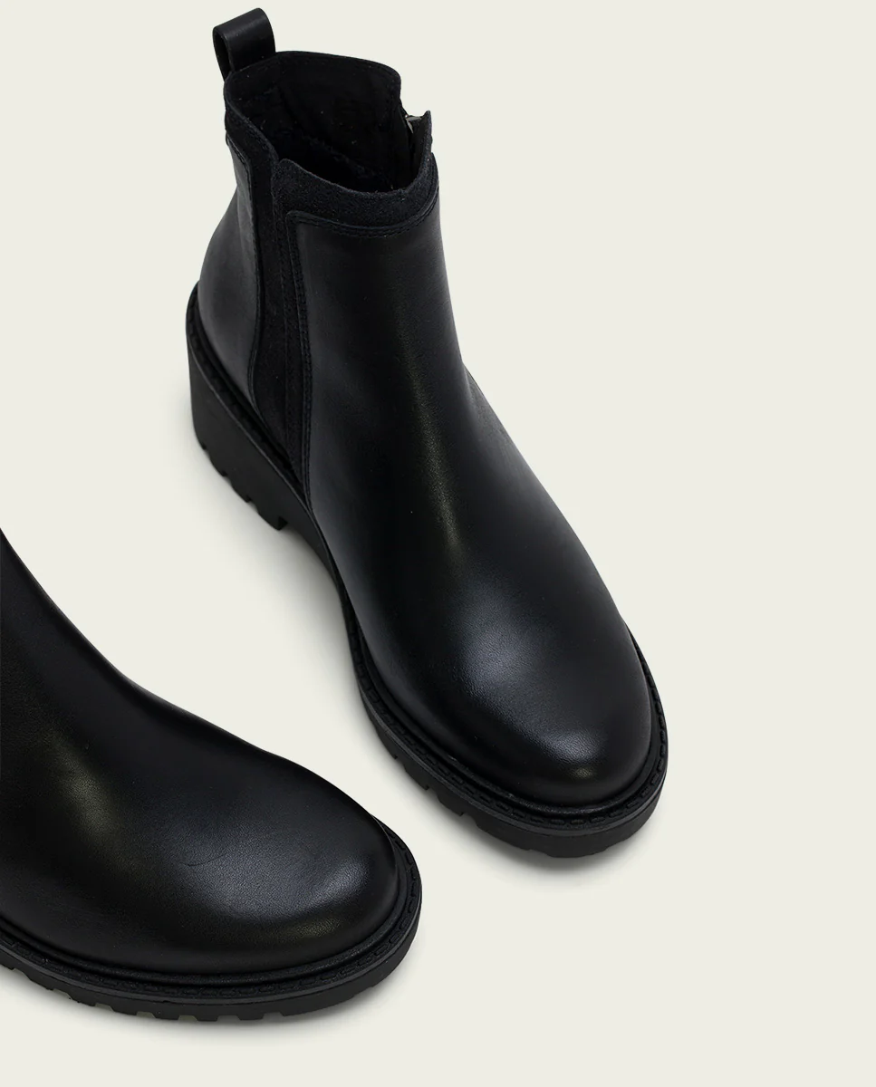 BOTINES DE PIEL CON CUÑA Y CREMALLERA NEGRO ELSA - Image 5