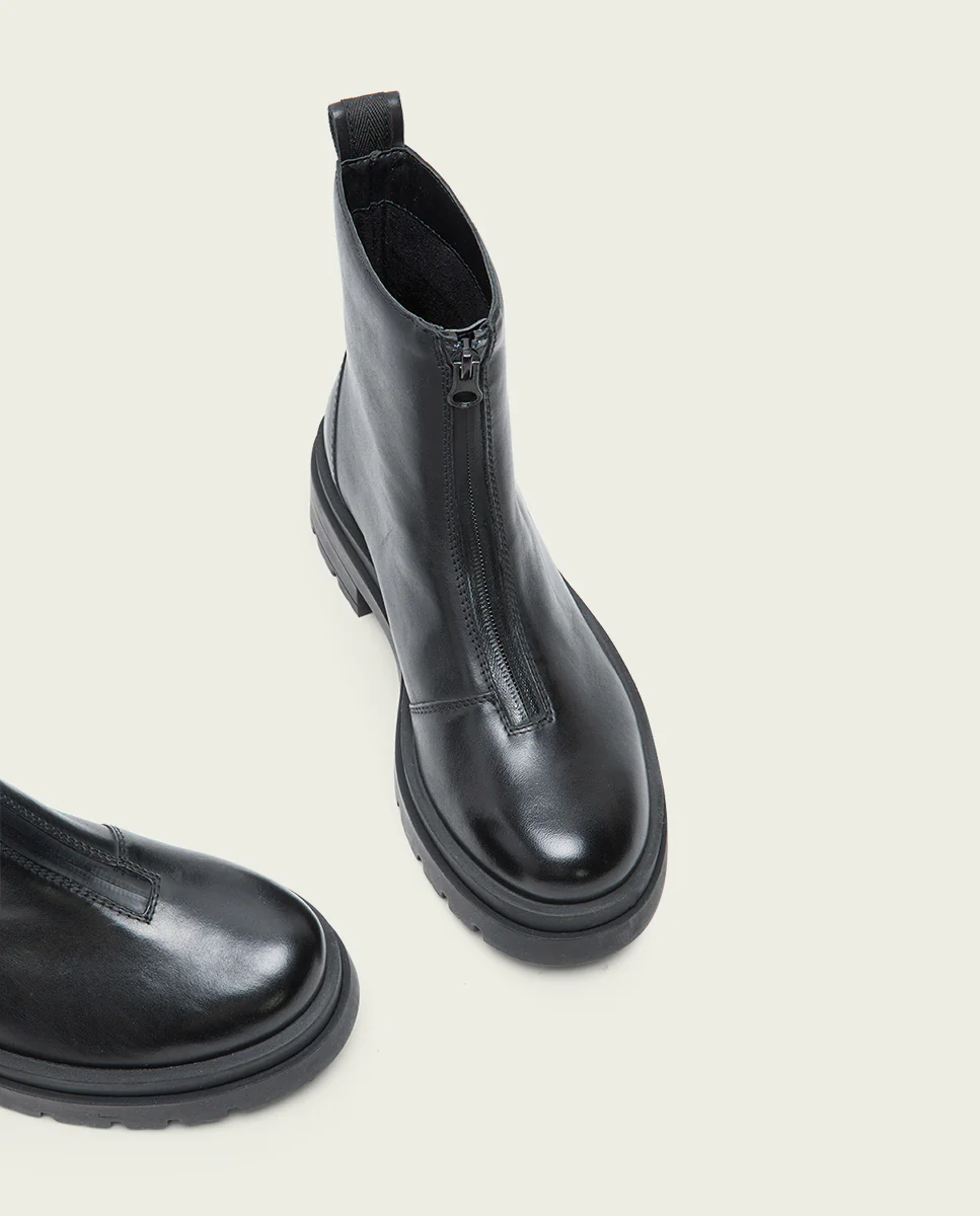 BOTINES TRACK NEGROS PIEL CON CREMALLERA NALA - Image 6