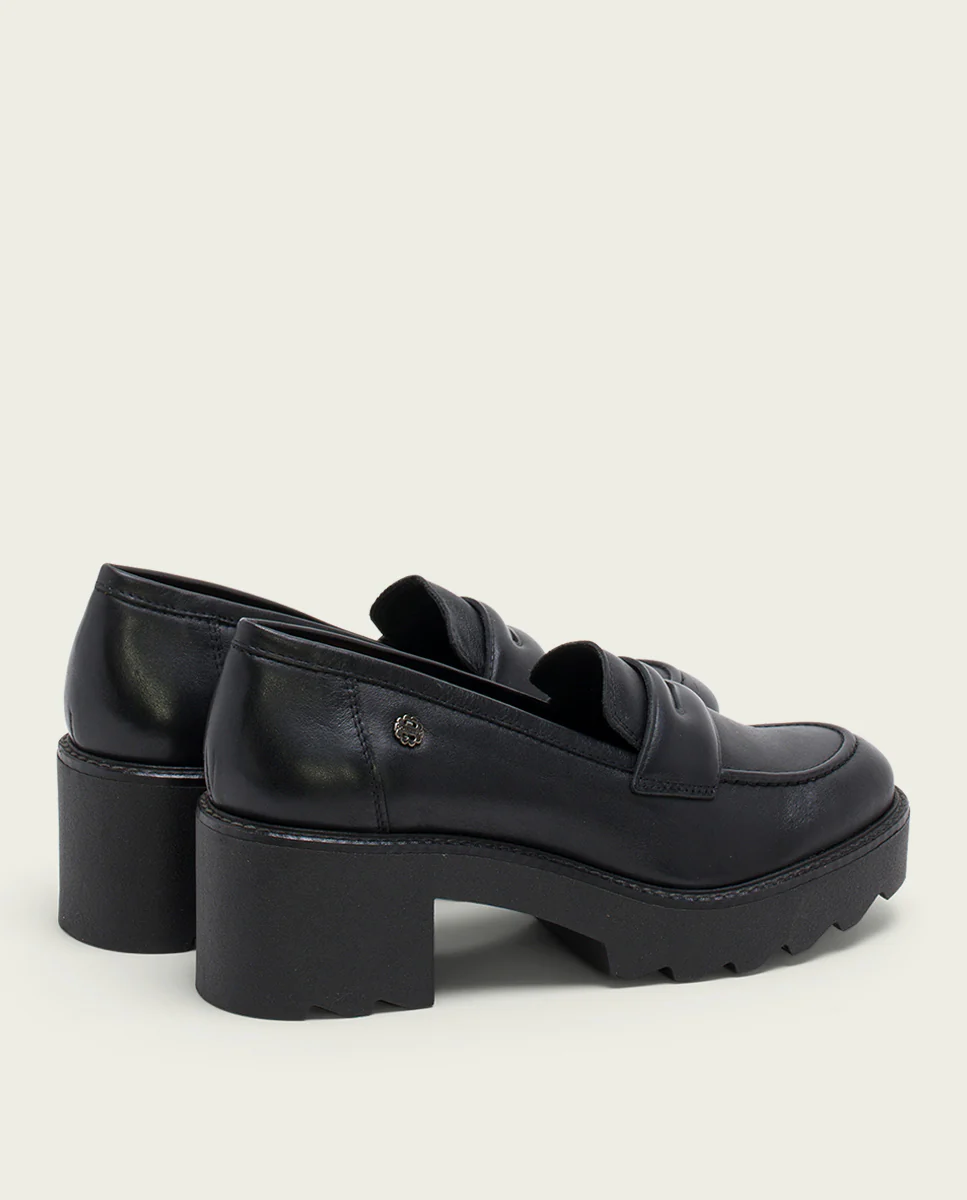 MOCASINES DE PIEL CON TACÓN NEGRO MABEL - Image 3