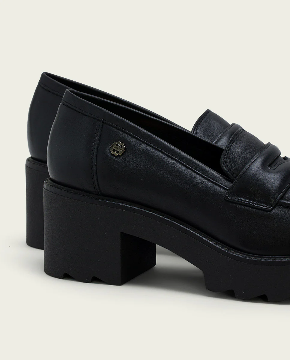 MOCASINES DE PIEL CON TACÓN NEGRO MABEL - Image 4