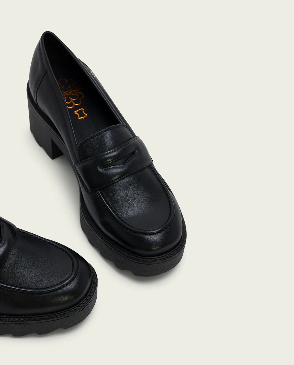 MOCASINES DE PIEL CON TACÓN NEGRO MABEL - Image 5