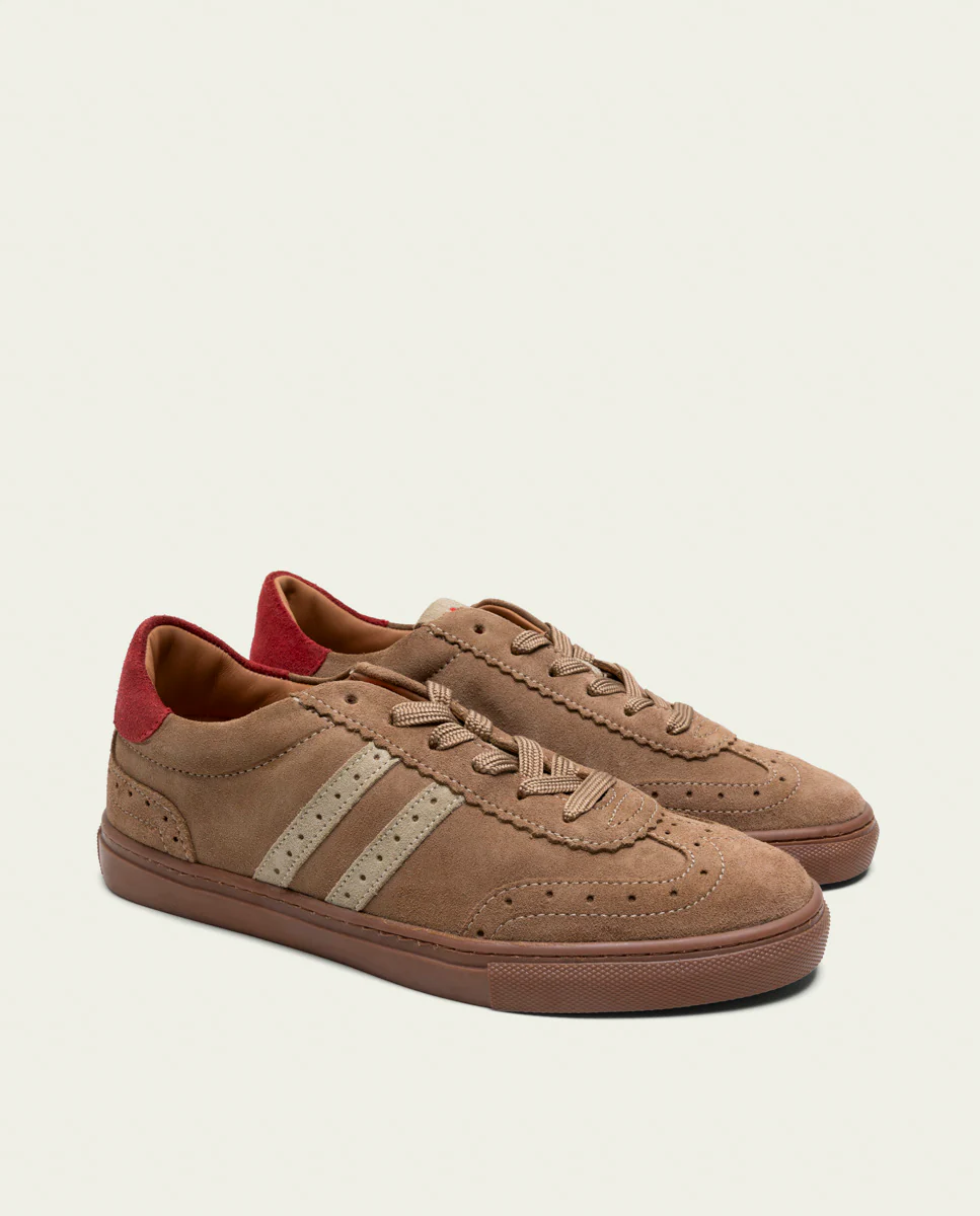 SNEAKERS DEPORTIVAS SERRAJE TAUPE BEIGE ROJO PARIS - Image 3